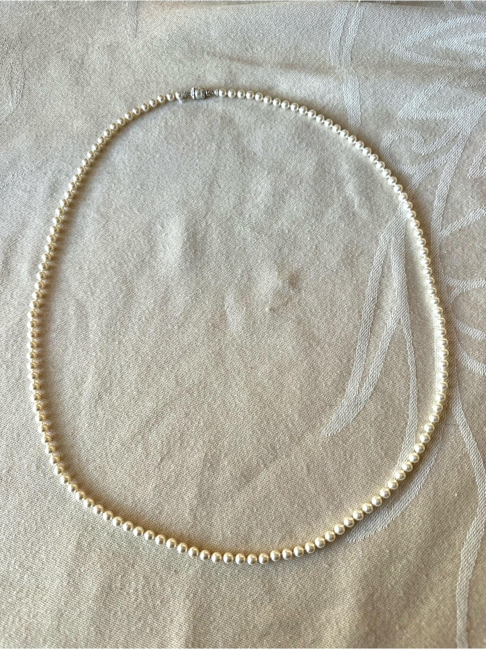 NADRI Signed Faux Pearl Long Necklace Crystal Rhinestone Clasp - Picture 3 of 8